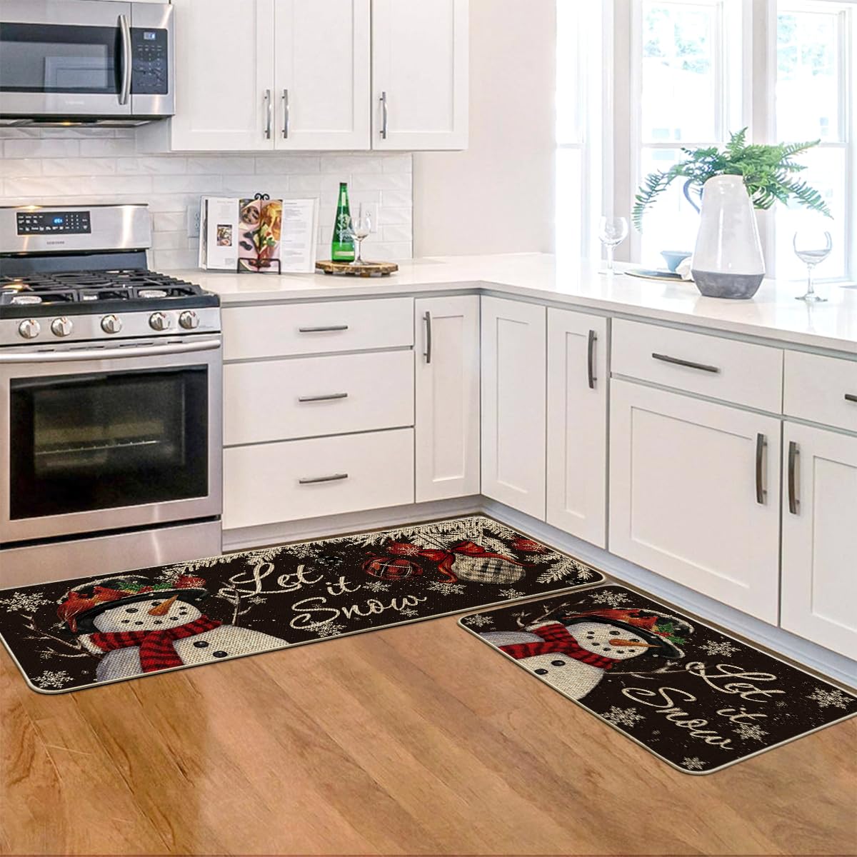 Artoid Mode black snowman mat 17x29, low-profile design reduces tripping risk.