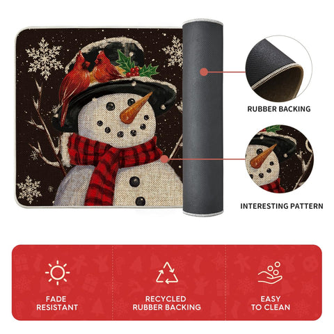 Artoid Mode black snowman mat 17x47, easy to clean with hose or sponge.