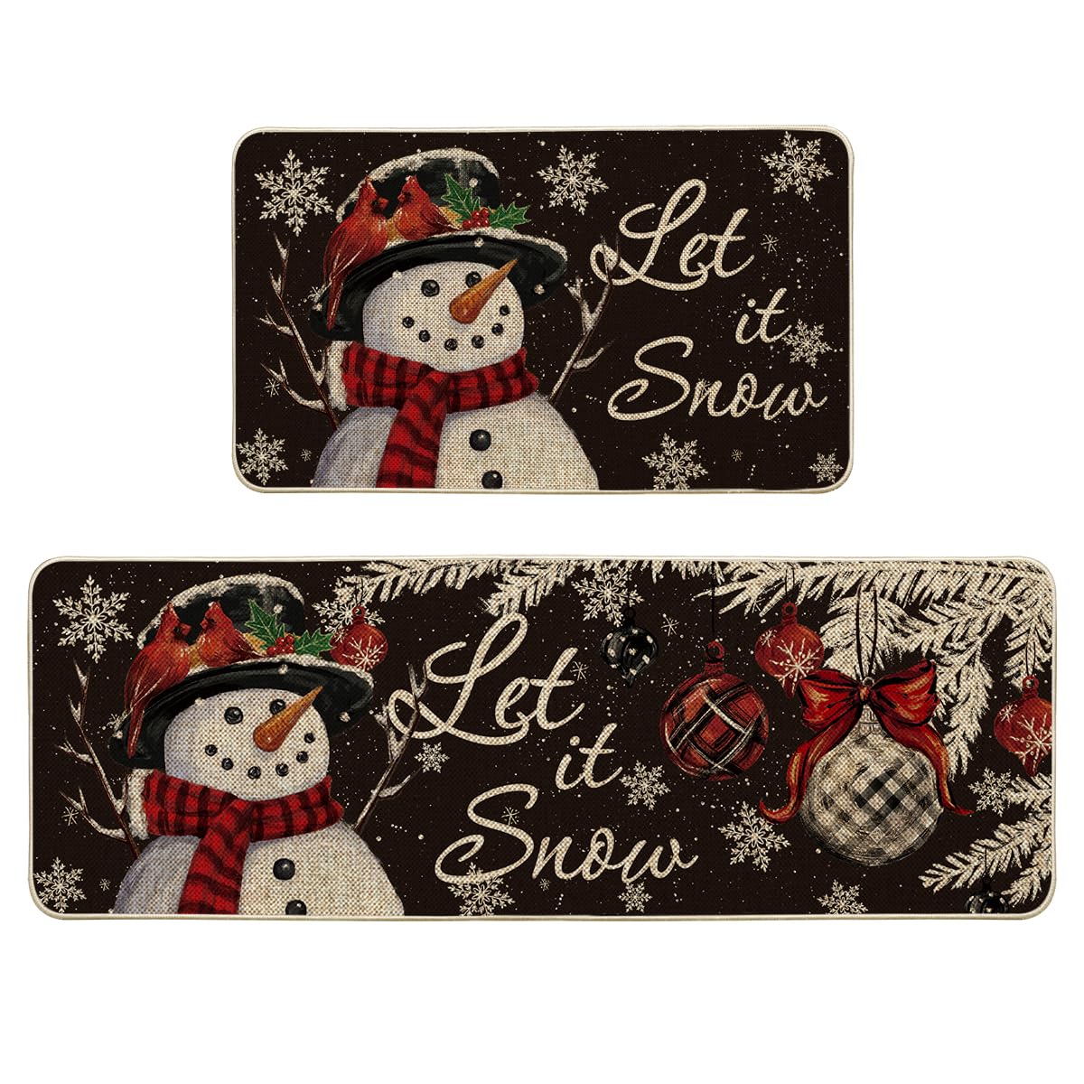 Artoid Mode black snowman kitchen mat 17x29, festive entryway decor and floor protection.