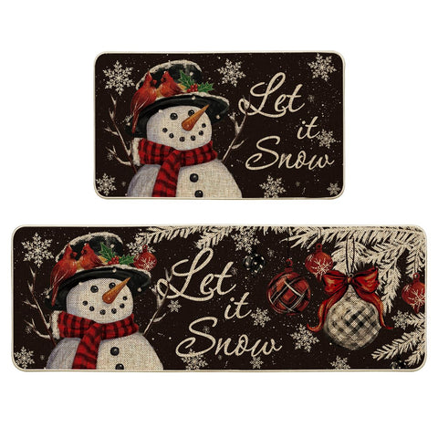 Artoid Mode black snowman kitchen mat 17x29, festive entryway decor and floor protection.