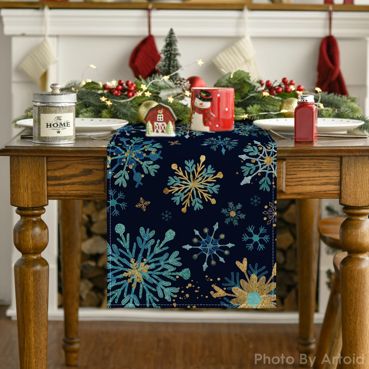 Artoid Mode hexagon table runner ideal for holiday gatherings indoors or outdoors.