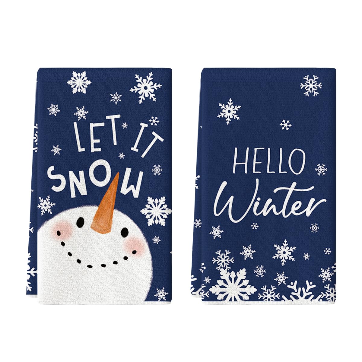 Artoid Mode blue snowman towels stacked, soft and absorbent for quick drying