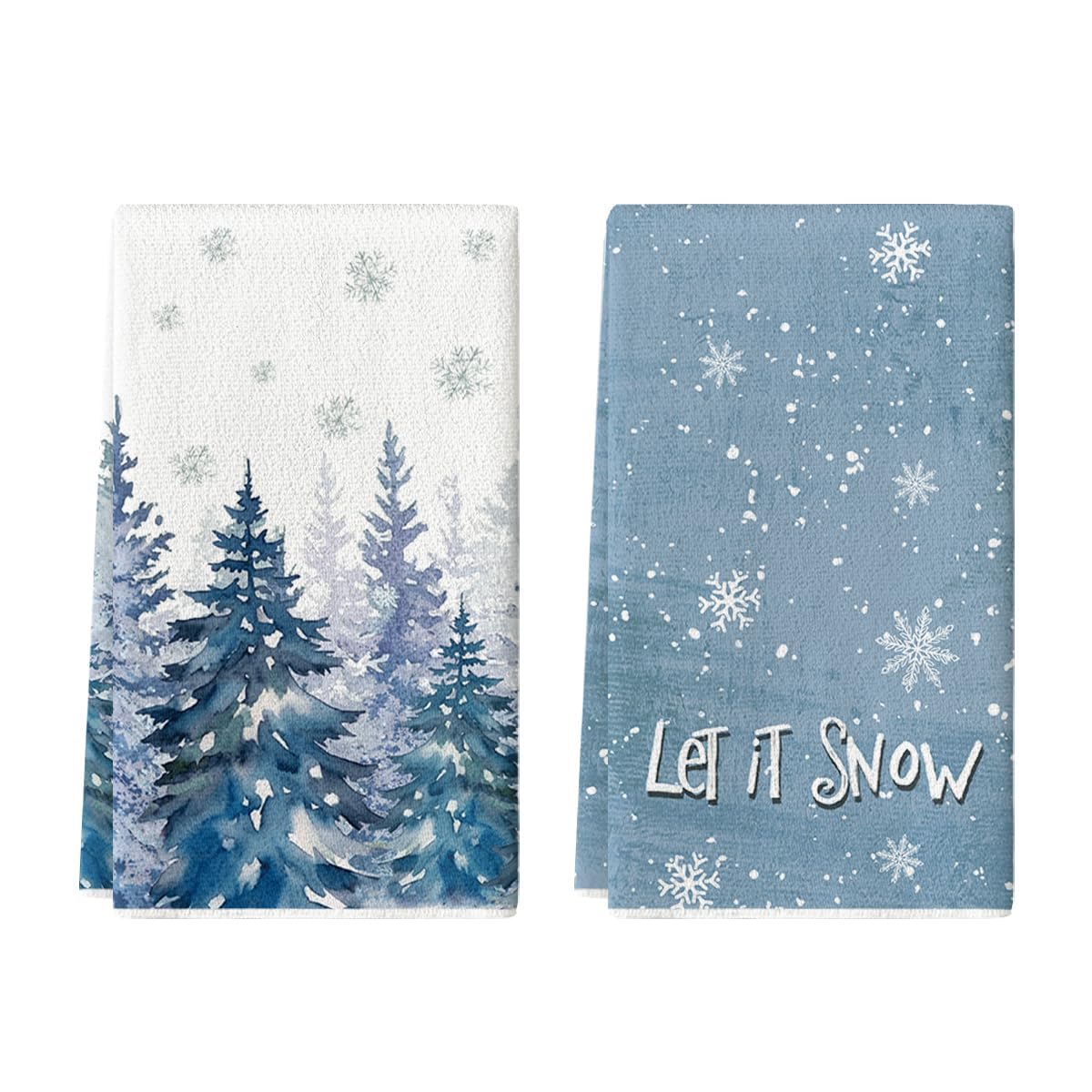 Artoid Mode blue Xmas tree snowflake towels for quick kitchen drying