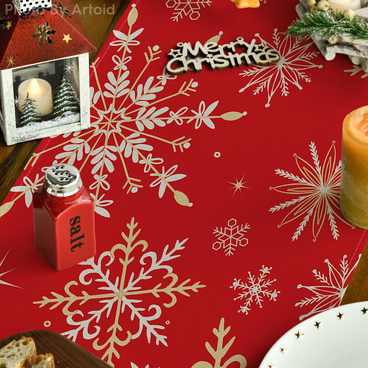 Artoid Mode bright, colorful holiday table runner for celebrations and everyday dining.