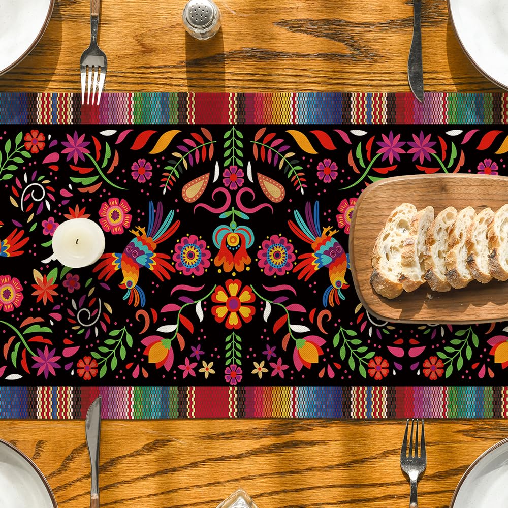 Artoid Mode bright colorful table runner adds vibrant decor to everyday dining