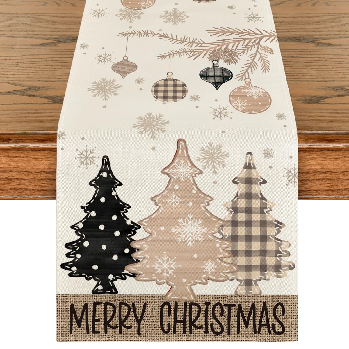 Artoid Mode brown pine trees snowflake runner protecting surfaces during festive meals