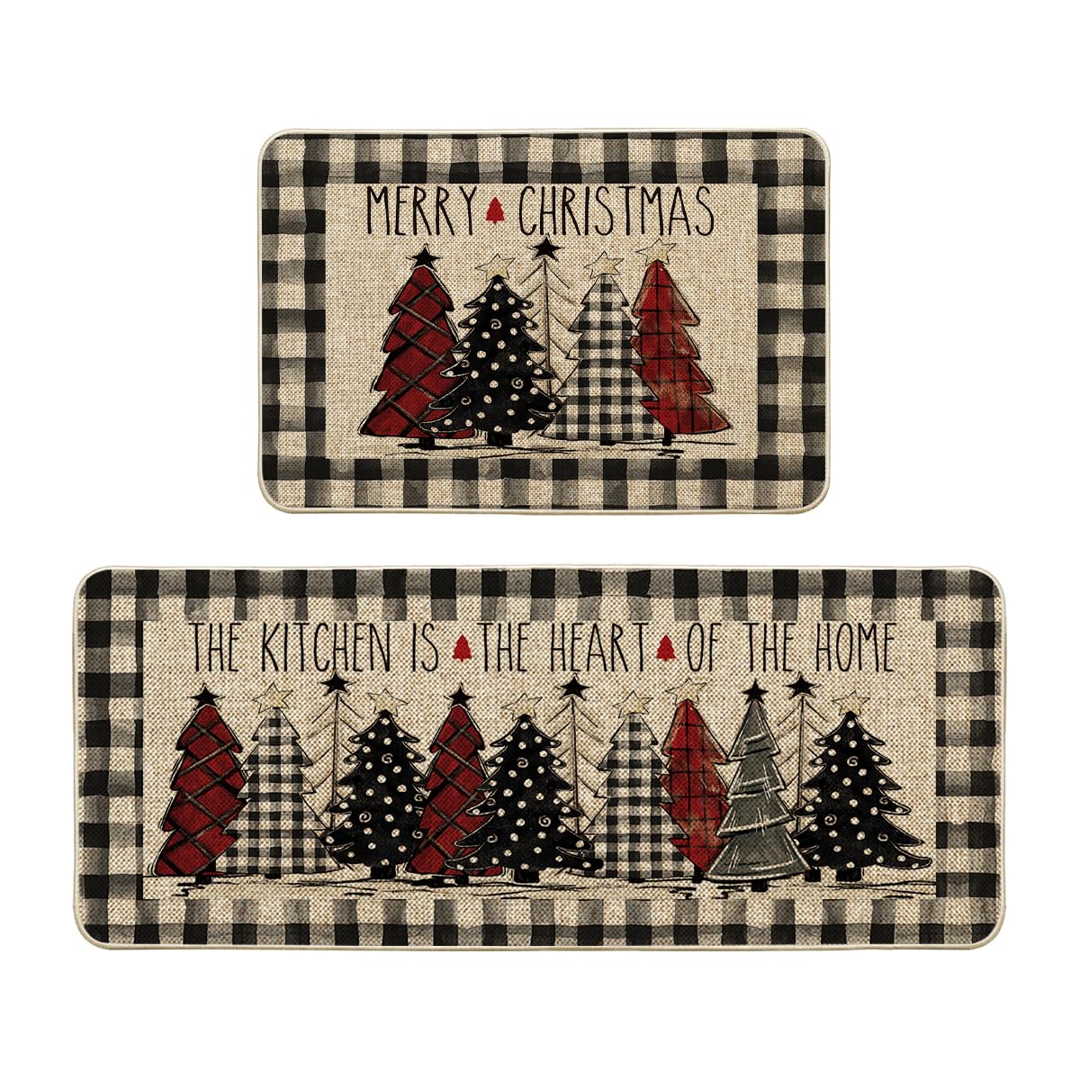 Artoid Mode buffalo plaid Christmas mats 24x35 protect floors and add festive style.