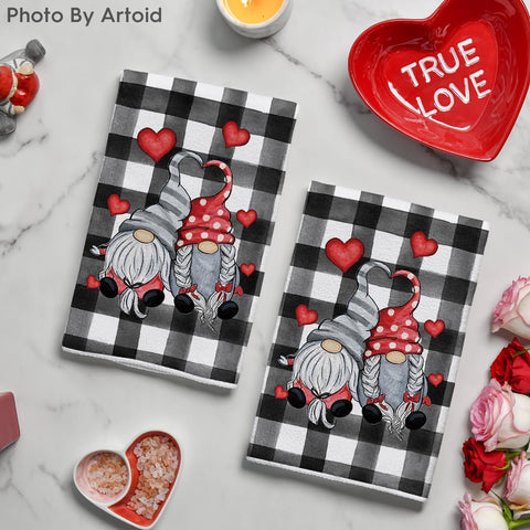 Artoid Mode buffalo plaid gnomes towels—set of two for versatile tasks
