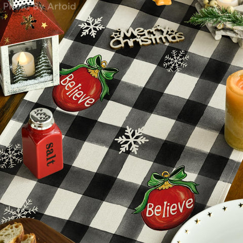 Artoid Mode buffalo plaid holiday table setting enhances seasonal ambiance