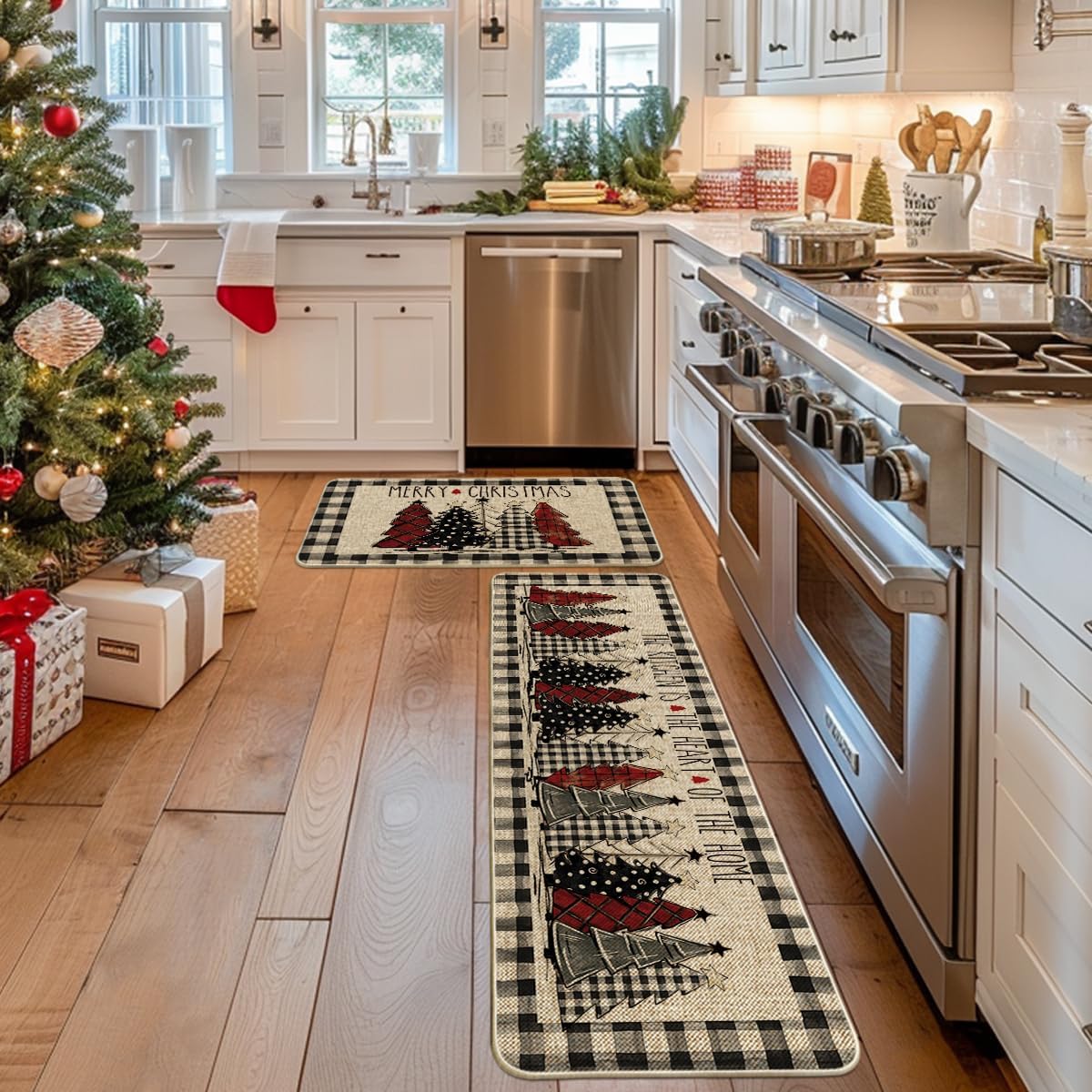 Non-slip backing keeps mats in place on daily kitchen floors.
