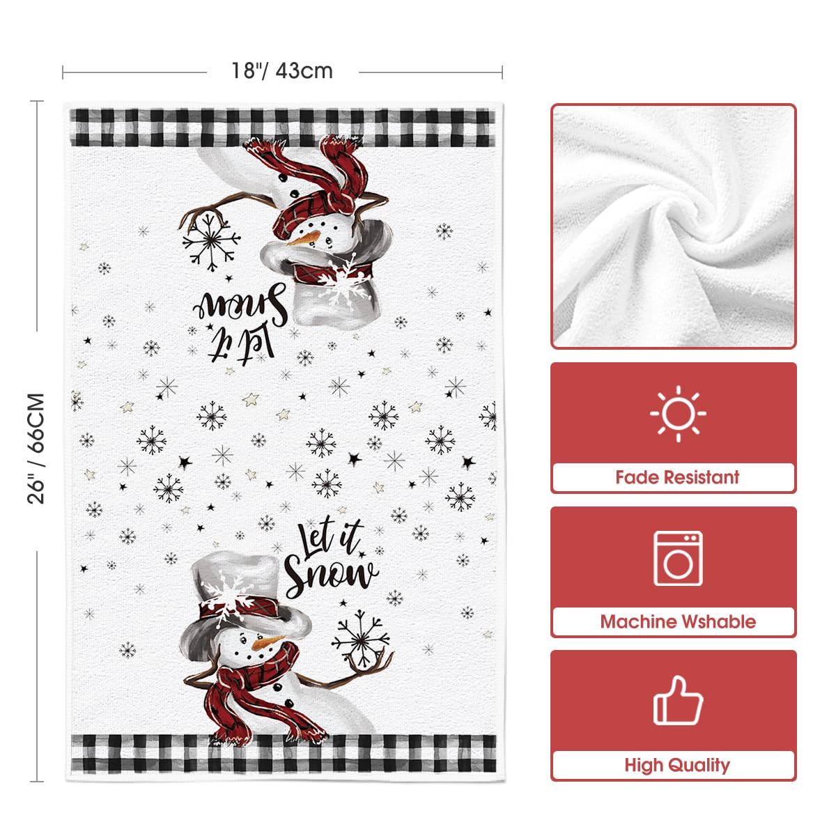 Artoid Mode buffalo plaid snowman towel decor for festive kitchen appeal