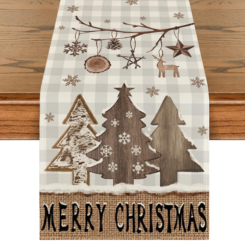 Artoid Mode buffalo plaid wood Xmas trees ornament elevating holiday table