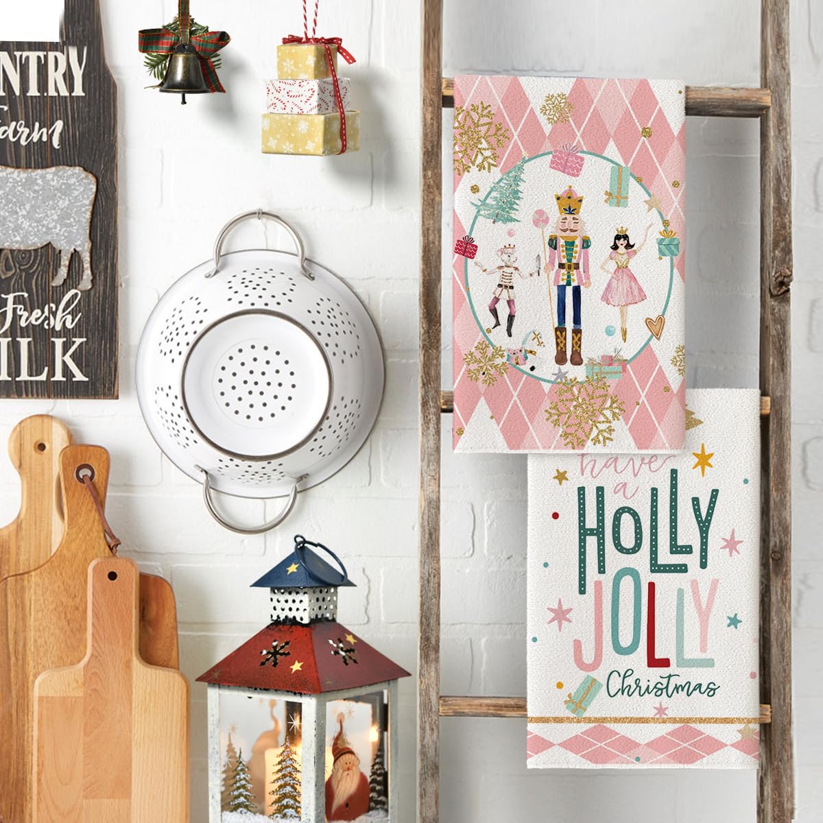 Artoid Mode Christmas kitchen decor towels on display in festive setting