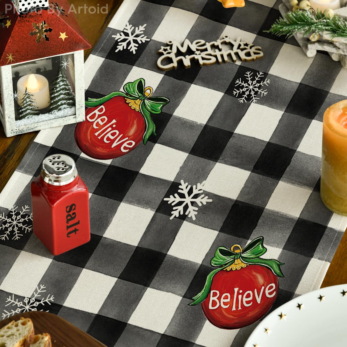 Artoid Mode buffalo plaid pattern adds bright, cozy charm to everyday dining.