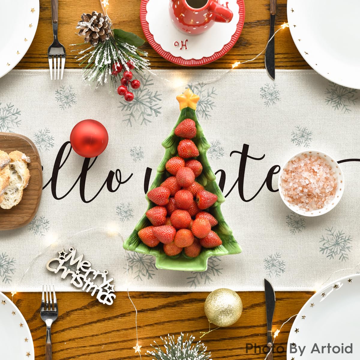 Artoid Mode colorful table runner close-up stitching for durable decor
