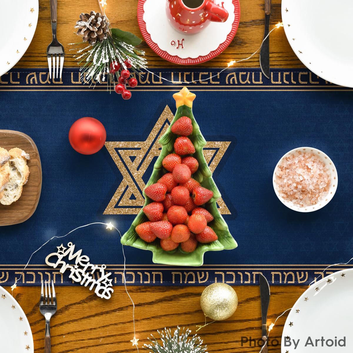 Artoid Mode colorful table runner adds durable surface protection during meals