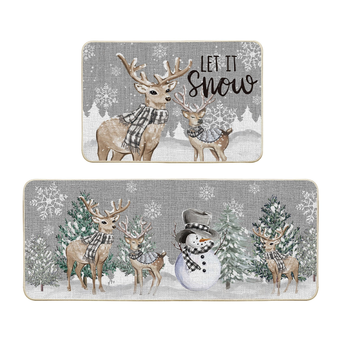 Artoid Mode deer tree let it snow 24x35 mat adds festive charm to kitchens and entryways.