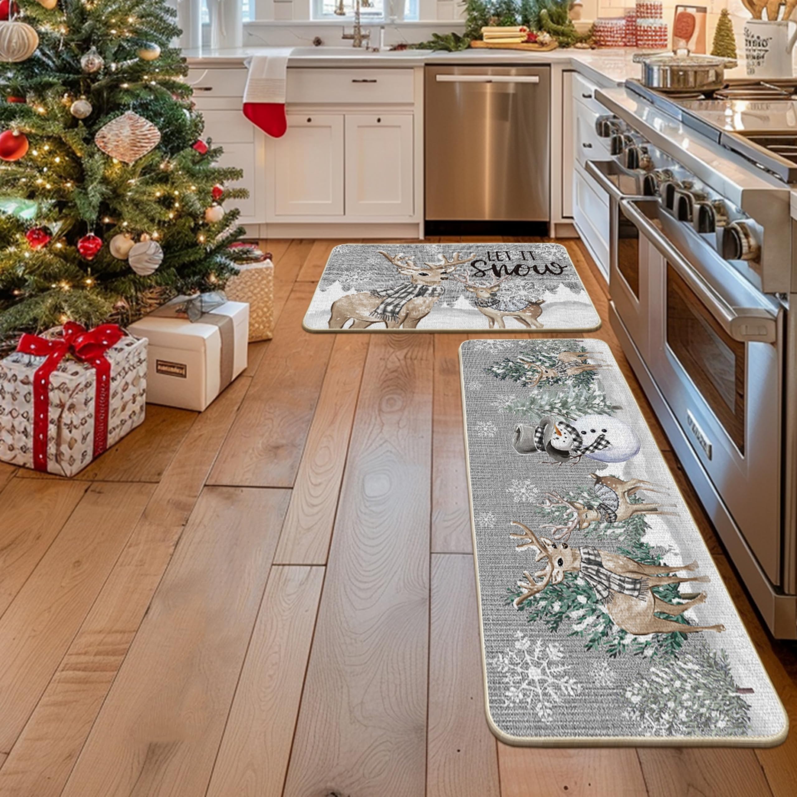 Artoid Mode deer tree let it snow 24x59 mat fits larger spaces for seasonal decor.