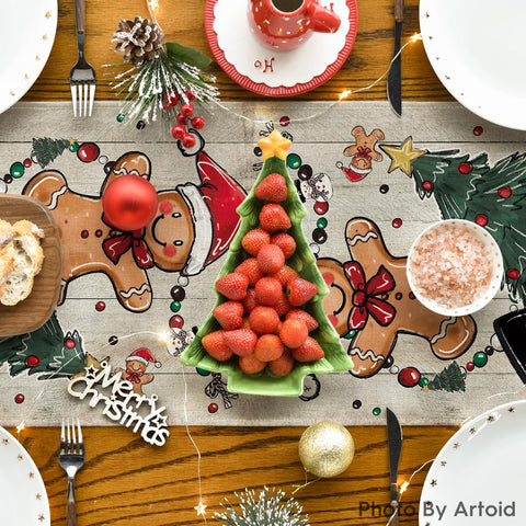 Artoid Mode colorful holiday pattern table runner, ideal for parties and daily dining.