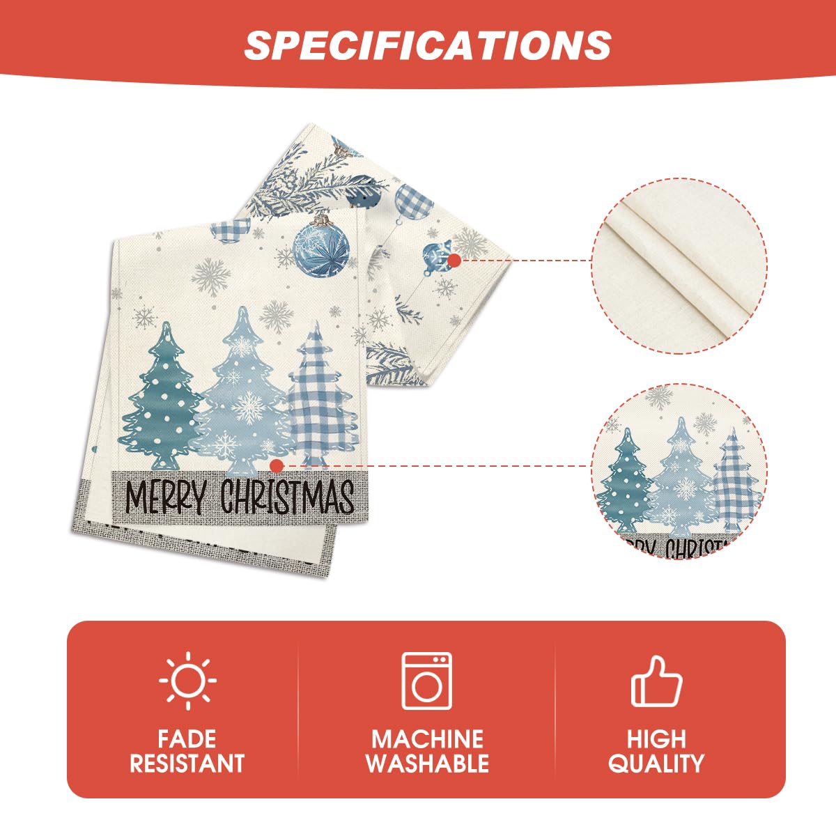 Easy-care fabric is machine washable and quick to dry after meals.