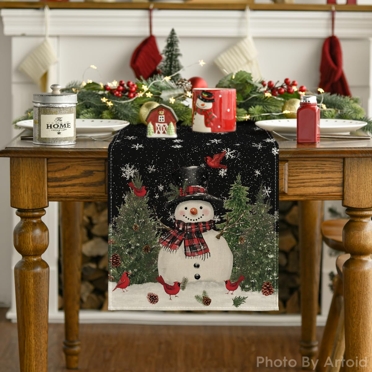 Artoid Mode Durable polyester table runner endures spills and hot pan protection.