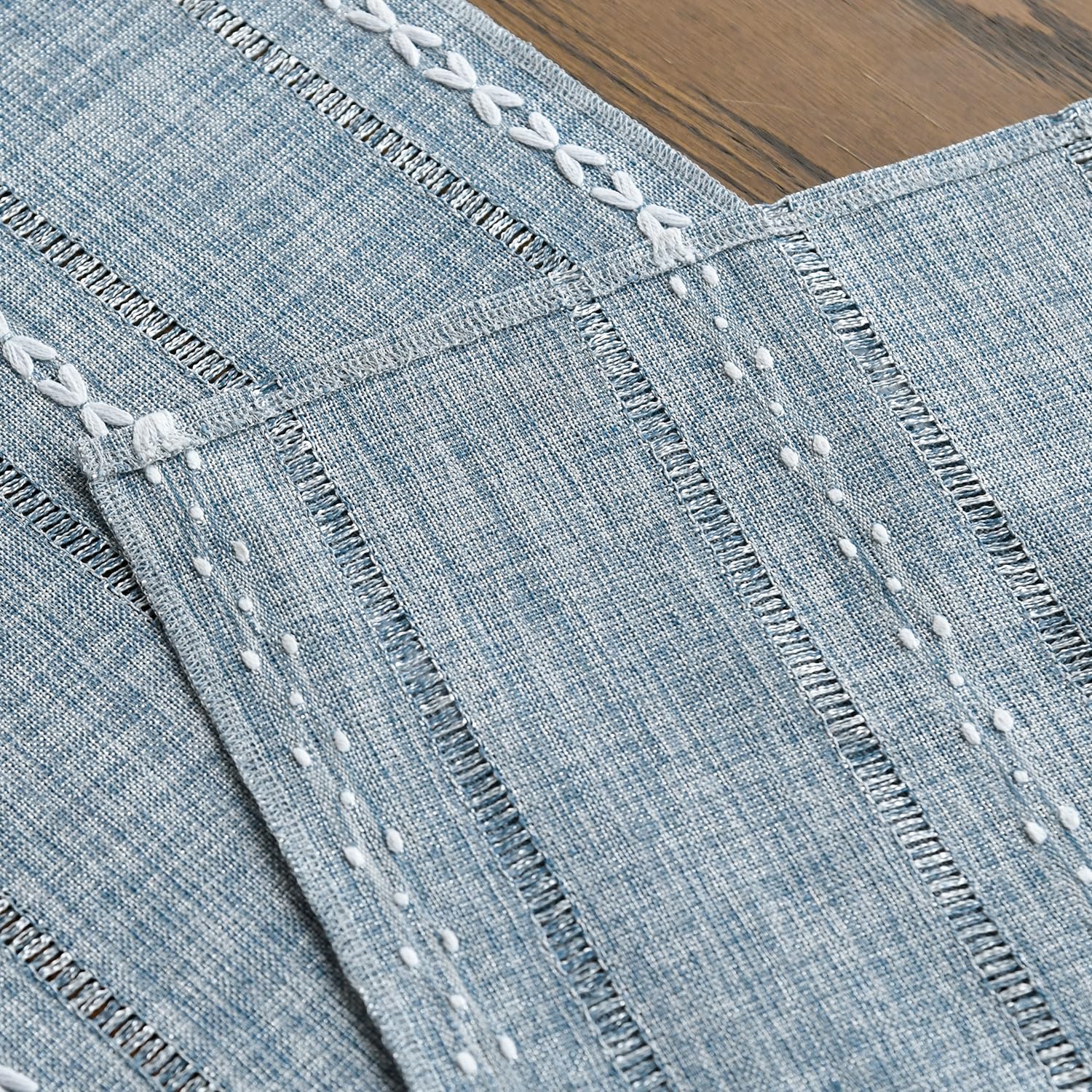 Artoid Mode dusty blue runner in a cozy dining room setting