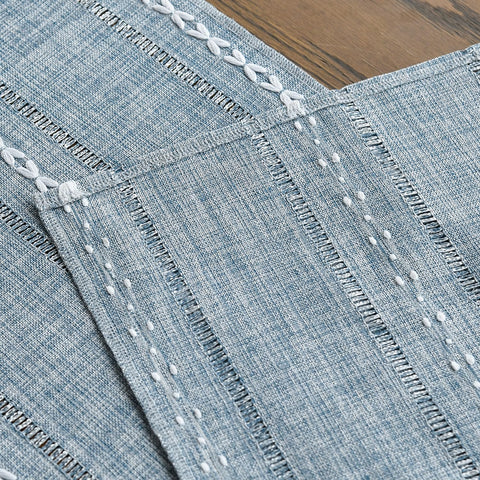 Artoid Mode dusty blue runner in a cozy dining room setting