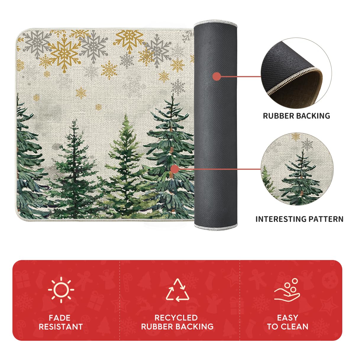 Artoid Mode easy-clean kitchen mat wipes clean with hose or sponge.