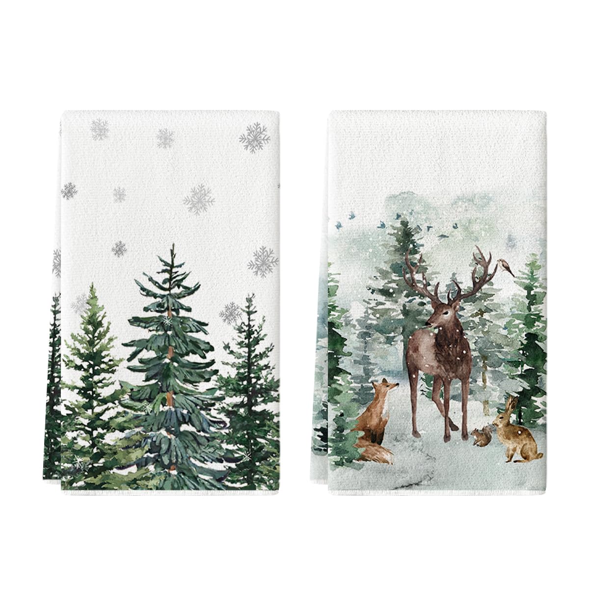 Artoid Mode elk trees snow kitchen towel in festive 18x26 size for holiday drying and cleaning