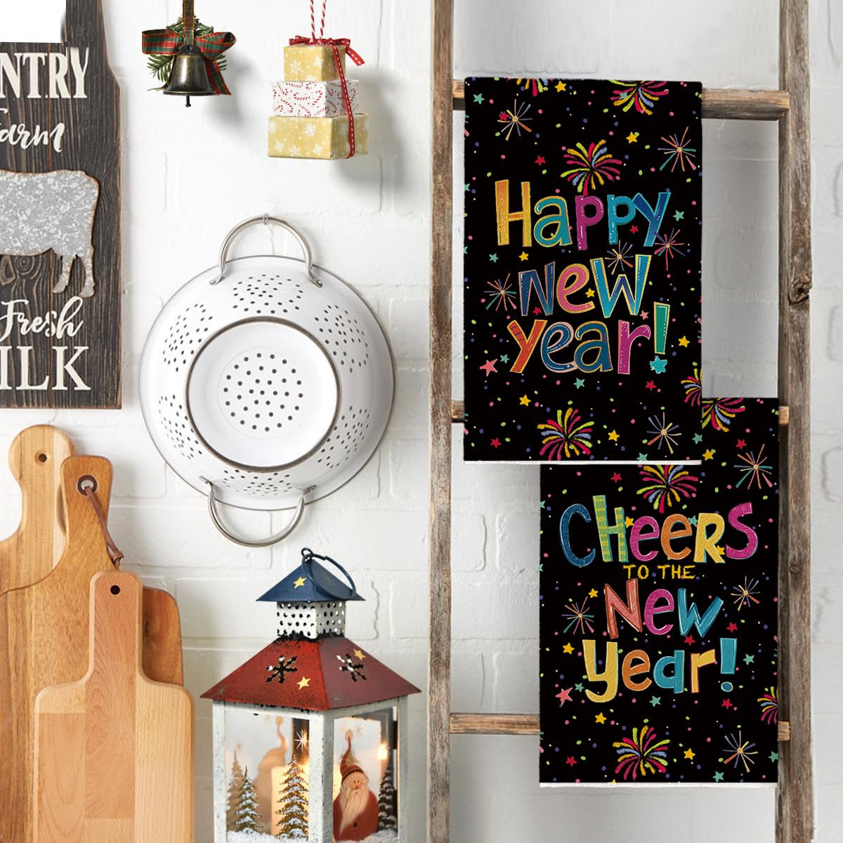 Artoid Mode farmhouse decor towels brighten counters while cleaning and drying dishes