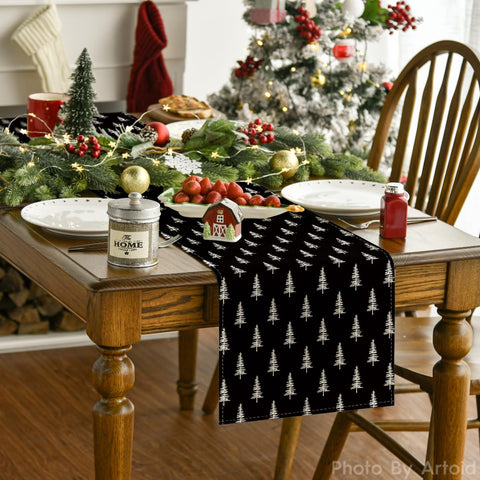Artoid Mode festive-pattern table runner close-up highlighting vibrant pattern and durability.