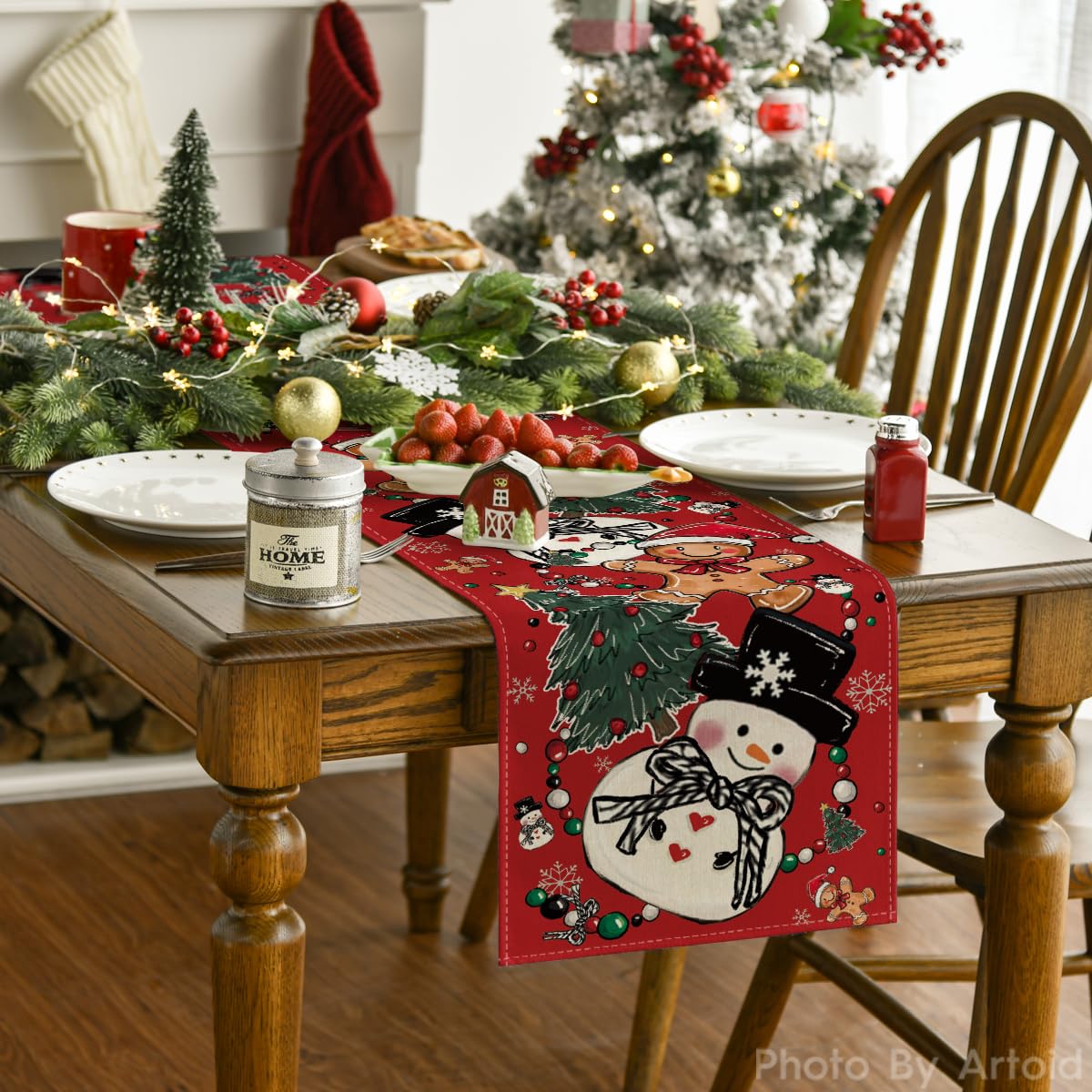 Artoid Mode festive winter table decor closeup highlights vibrant colors for gatherings