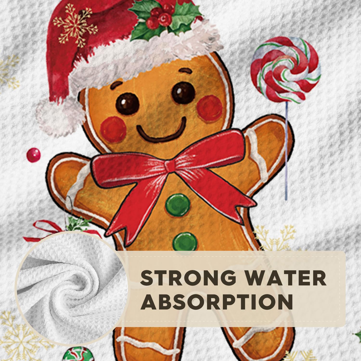 Artoid Mode Gingerbread Candy kitchen towel drying glassware quickly.