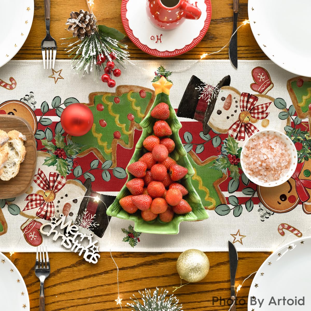 Artoid Mode Gingerbread-Snowman-Table-Runner is durable, machine washable, and fade-resistant.