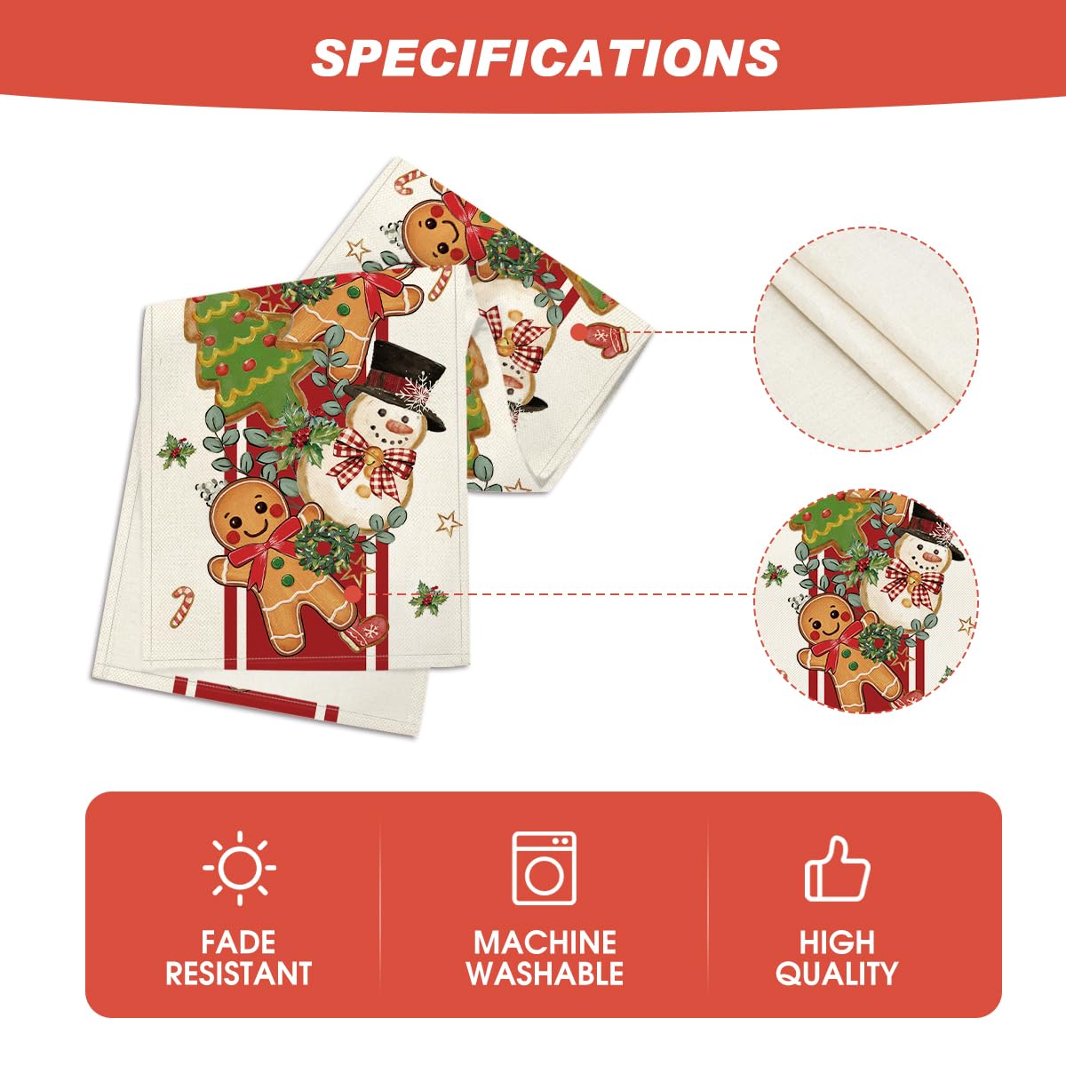 Artoid Mode Gingerbread Snowman table runner for a family dinner atmosphere
