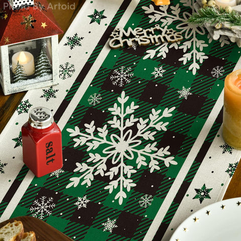 Artoid Mode green buffalo plaid pattern brightens tables for holidays and everyday meals.