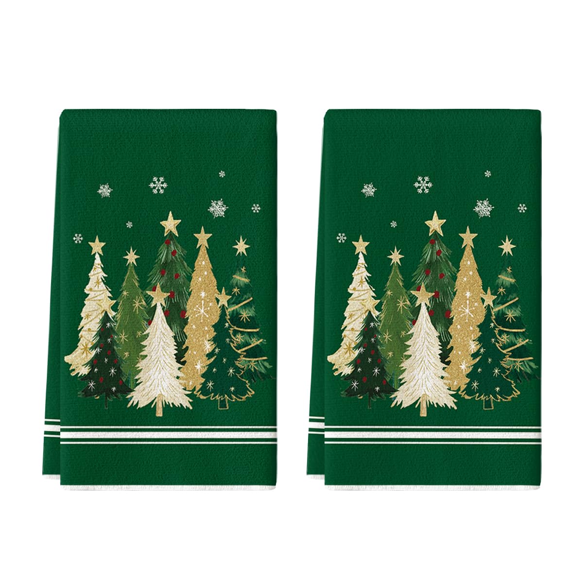 Artoid Mode green Christmas tree star kitchen towel for quick dish drying.