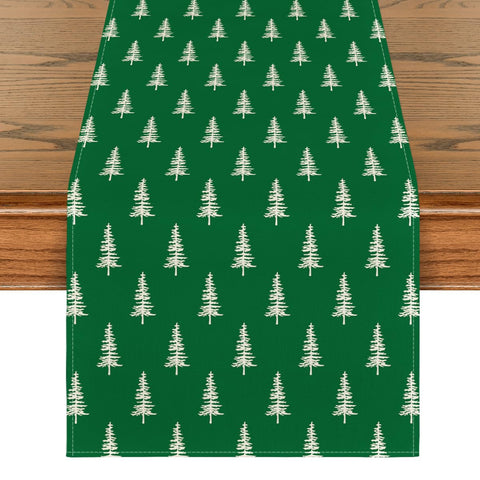 Artoid Mode green Christmas tree table runner with festive pattern for holiday tables