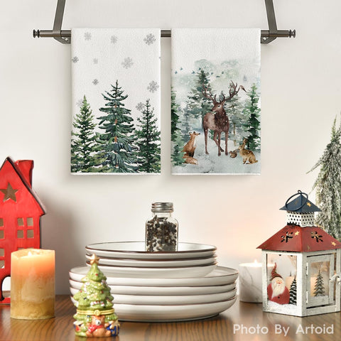 Artoid Mode winter hello pattern dish towel adds seasonal charm while drying dishes
