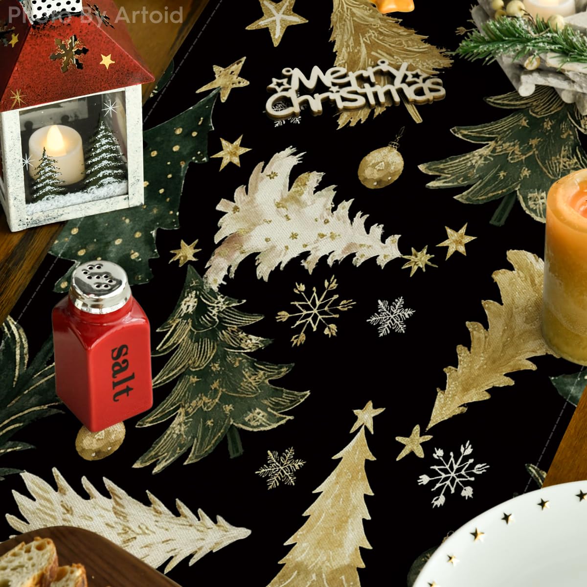 Artoid Mode holiday dining decor with vivid runner design