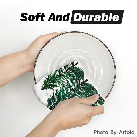 Artoid Mode colorful green tree towel, soft texture ideal for delicate cookware.