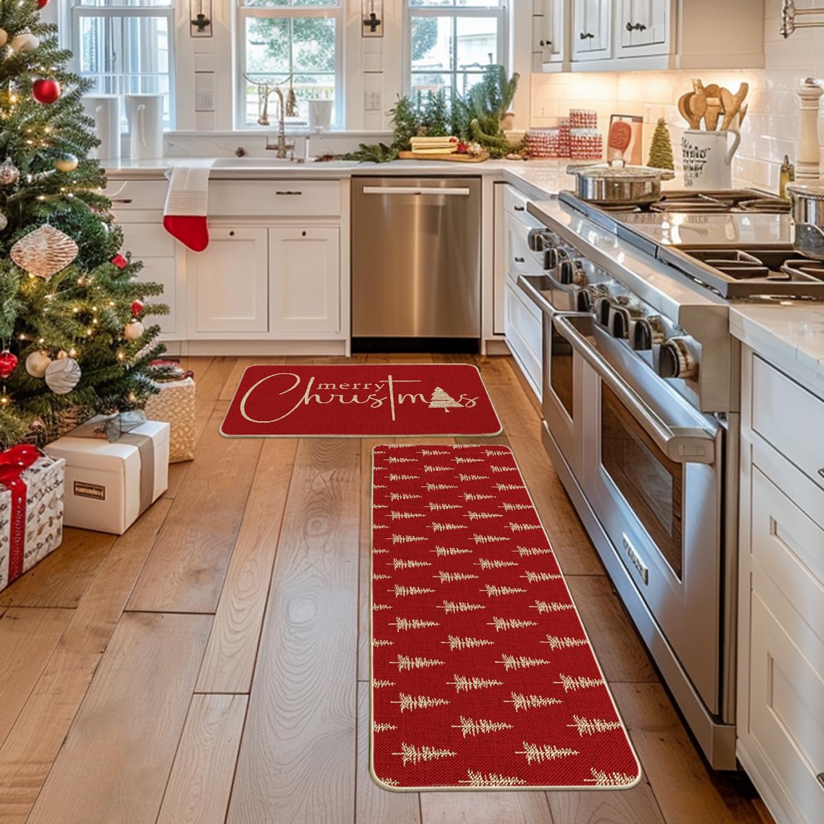 Artoid Mode holiday kitchen entry mat with non-slip backing.