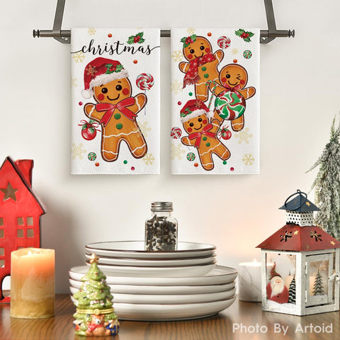 Artoid Mode holiday kitchen towels with holly pattern for daily cleaning