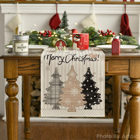 Artoid Mode holiday pine pattern closeup shows vivid colors for lively dining occasions.