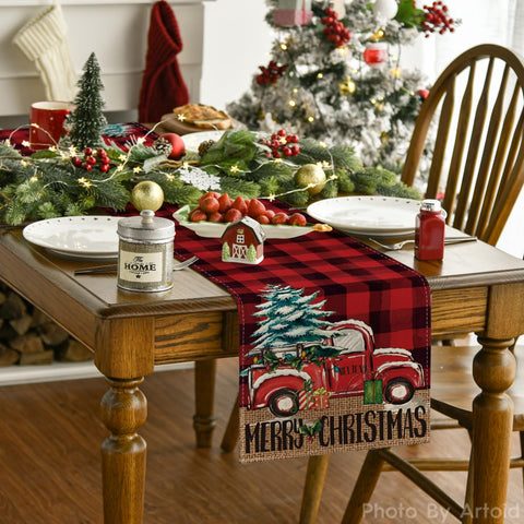 Artoid Mode holiday truck pattern table runner adds festive charm