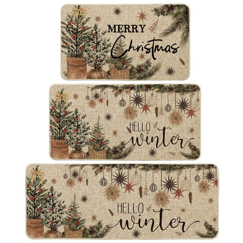 Artoid Mode Holly Ornament kitchen mats 17x29 add festive style and floor protection