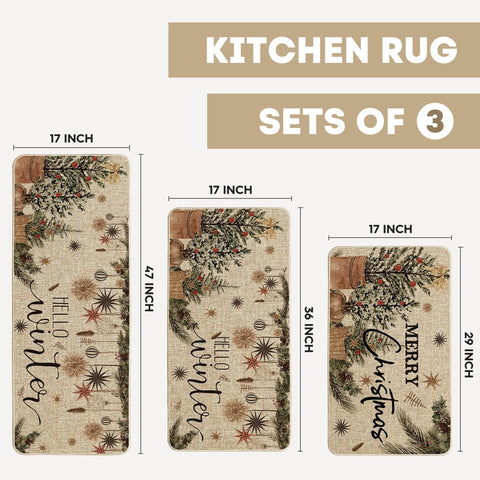 Artoid Mode Holly Ornament mats 17x47, low-profile design fits beneath cabinets