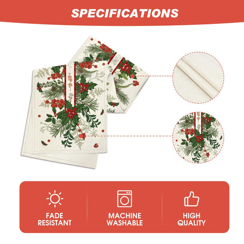 Artoid Mode holly pine cone leaves floral runner on a 4–6 seat dining table