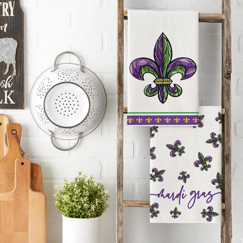 Artoid Mode Iris Mardi Gras towels absorbent drying for daily chores