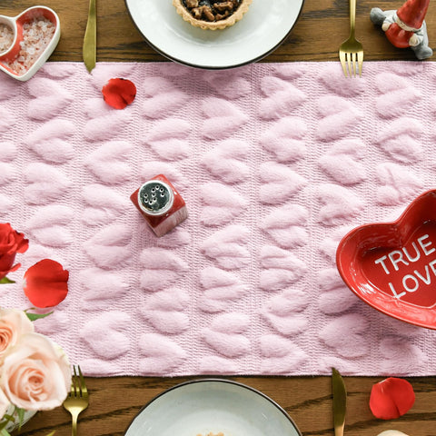 Artoid Mode jacquard heart pattern detail for festive tables